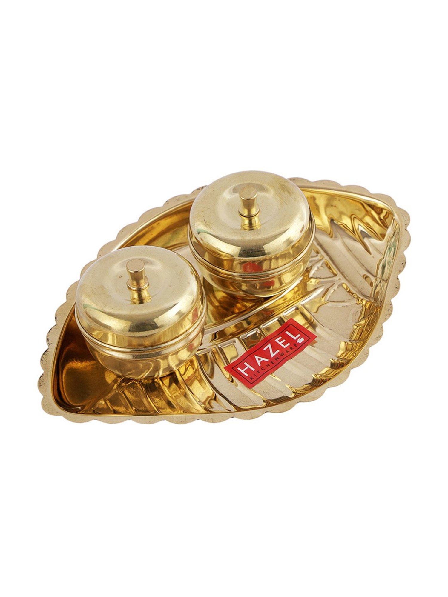 HAZEL Shank Karma Gold Brass Aarti Thali
