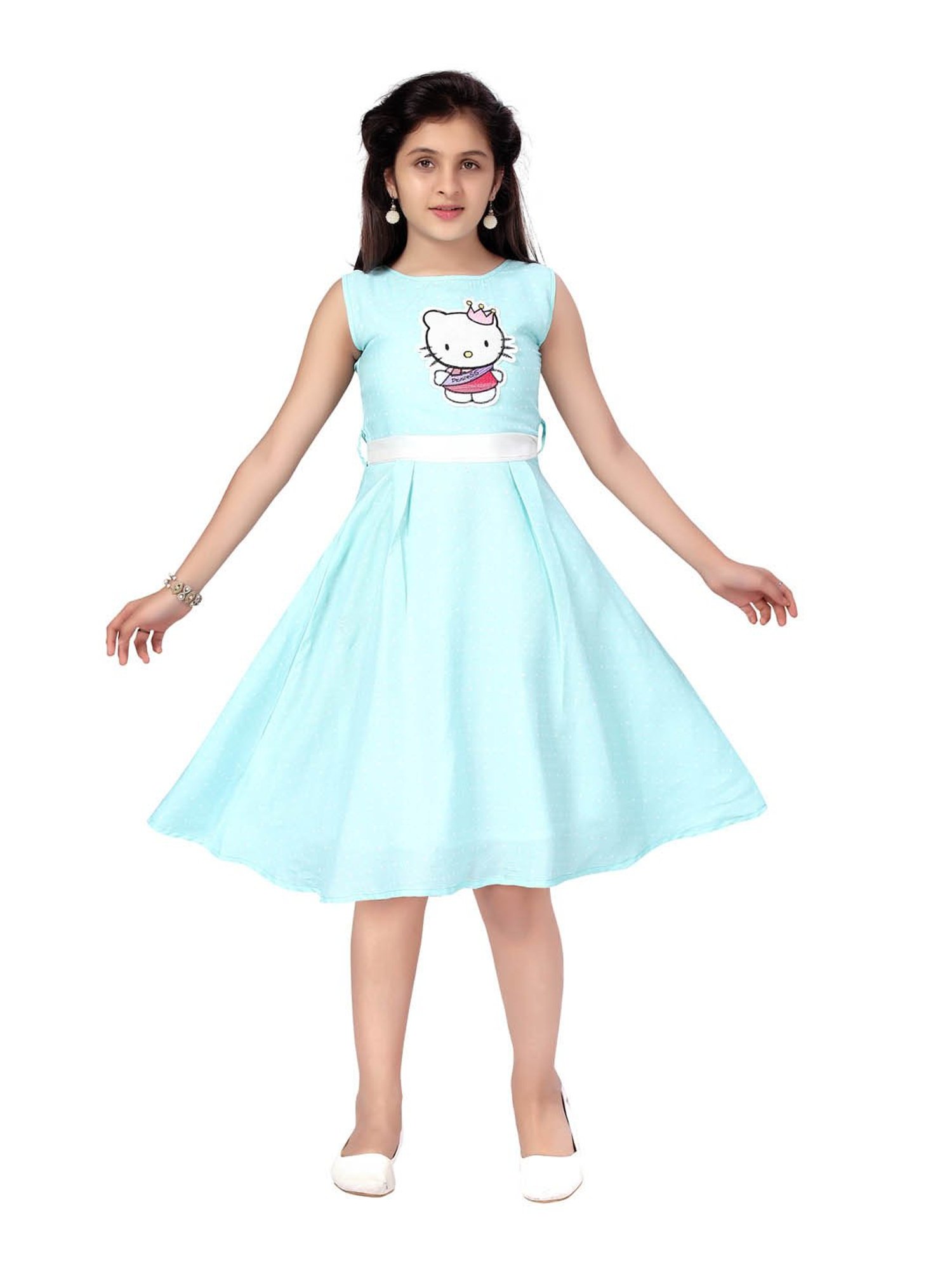Aarika Kids Turquoise Printed Dress