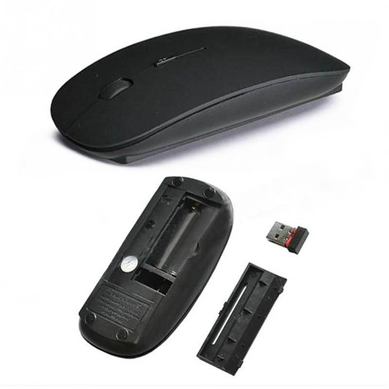 Ultra Thin 2.4G Optical Wireless Mouse USB Receiver Air Mouse for Laptop Notebook black