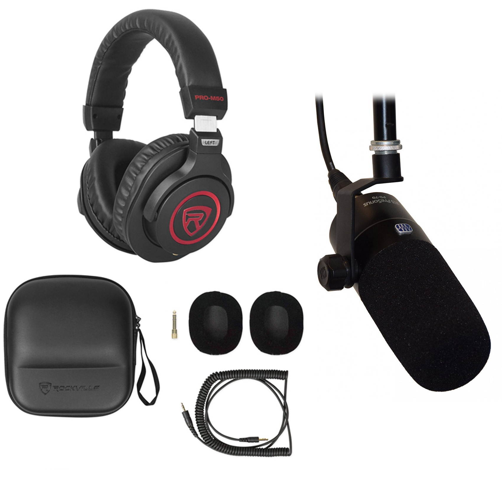 PRESONUS PD-70 Dynamic Broadcast Mic Podcast Recording Microphone + Headphones