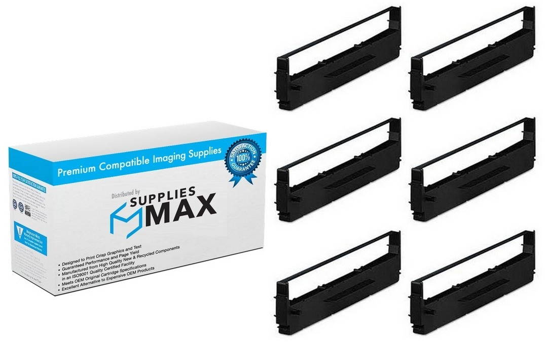 SuppliesMAX Compatible Replacement for Porelon 11505 Black Printer Ribbons (6/PK) - Equivalent to 8750