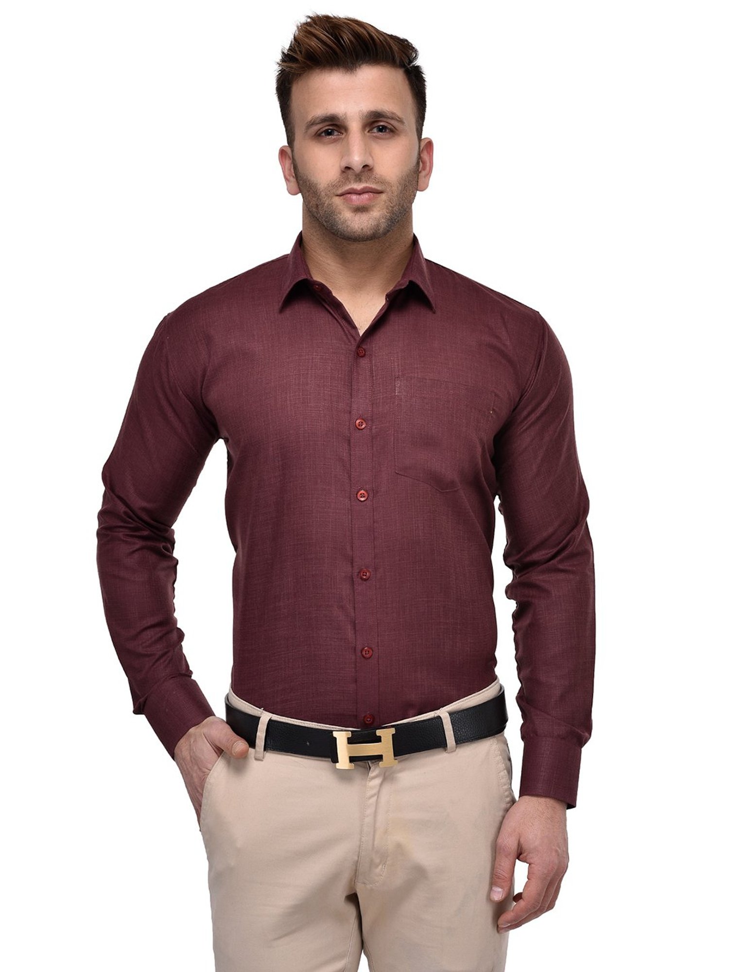 Hangup Plus Maroon Regular Fit Shirt