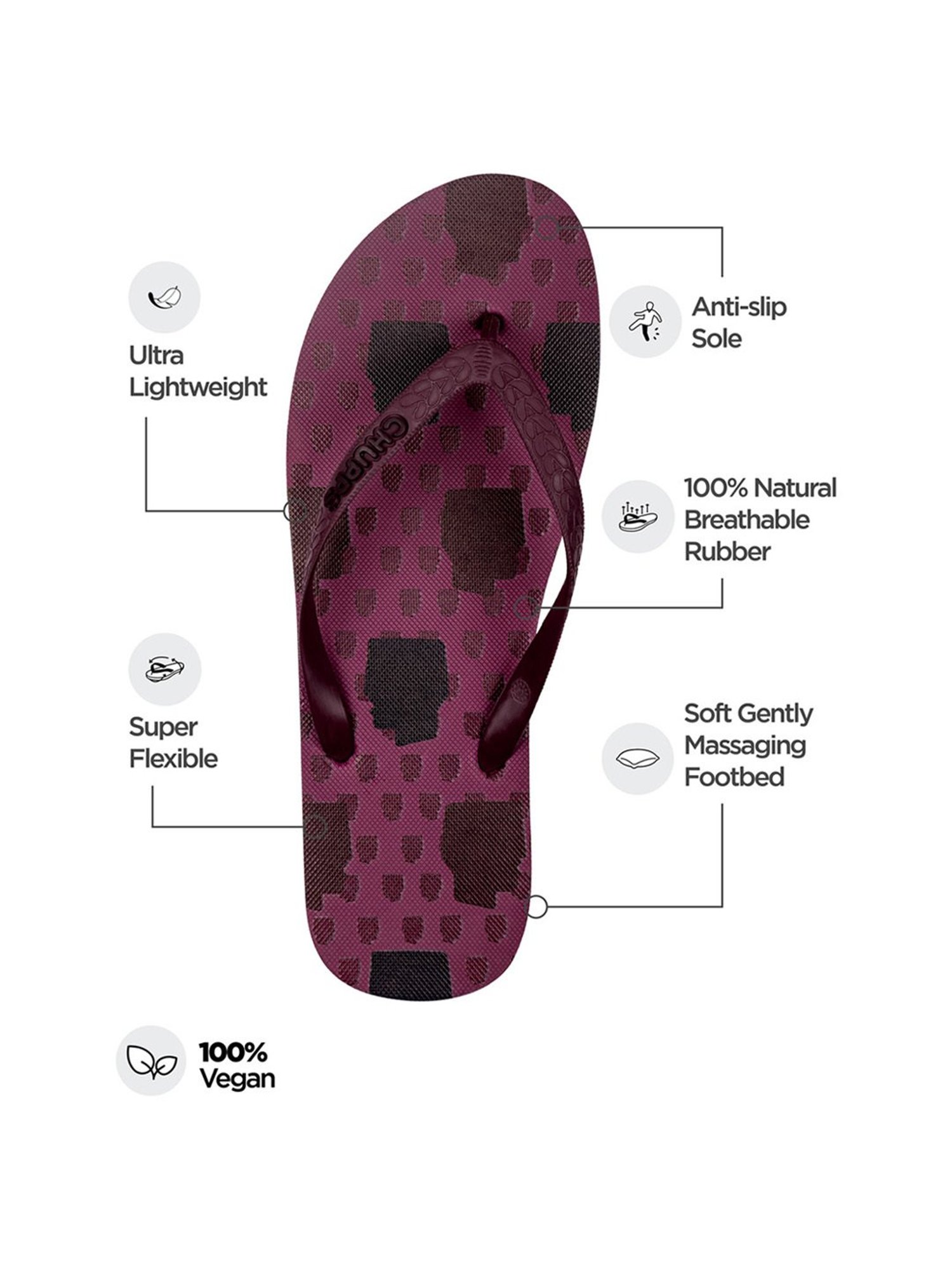 Chupps Women's Purple Flip Flops