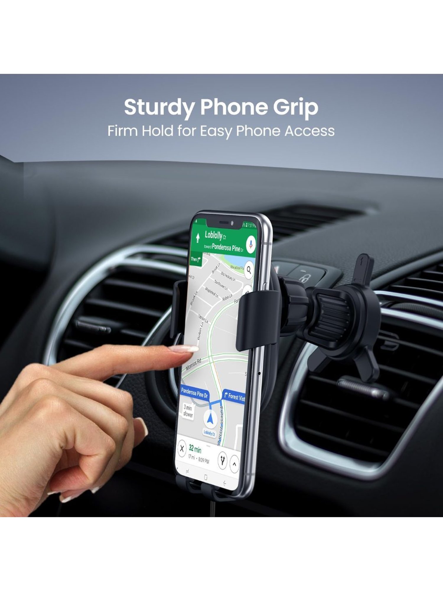 Portronics Charge Clamp 4 Wireless Car Charger with 15 W, 360 Degree Rotation (Black)