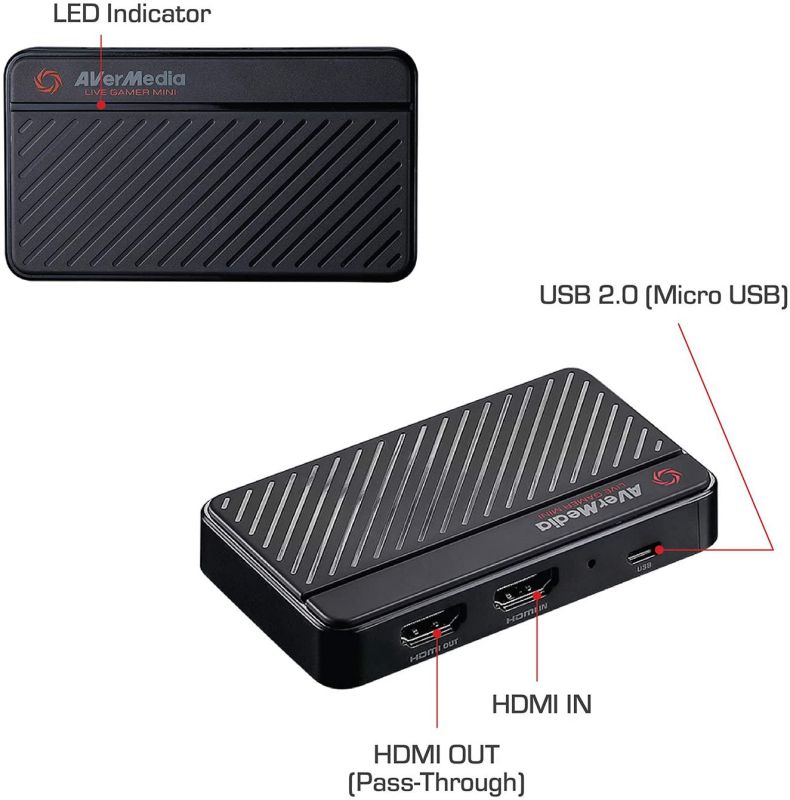 AVerMedia Live Gamer Mini Capture card 1080p 60 Video streaming and Recording, H.264 Hardware Encoder Xbox, Nintendo Switch. HDMI plug and play to PC and Mac (GC311)