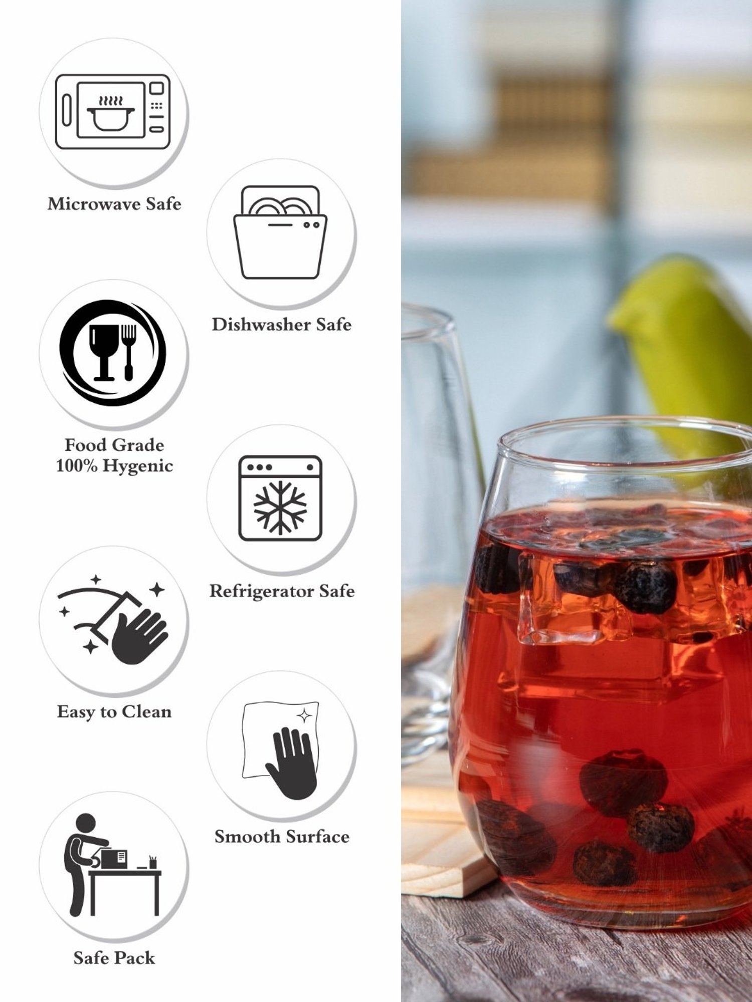 ROXX Transparent Glass Tumbler - Set of 6 (350ml)