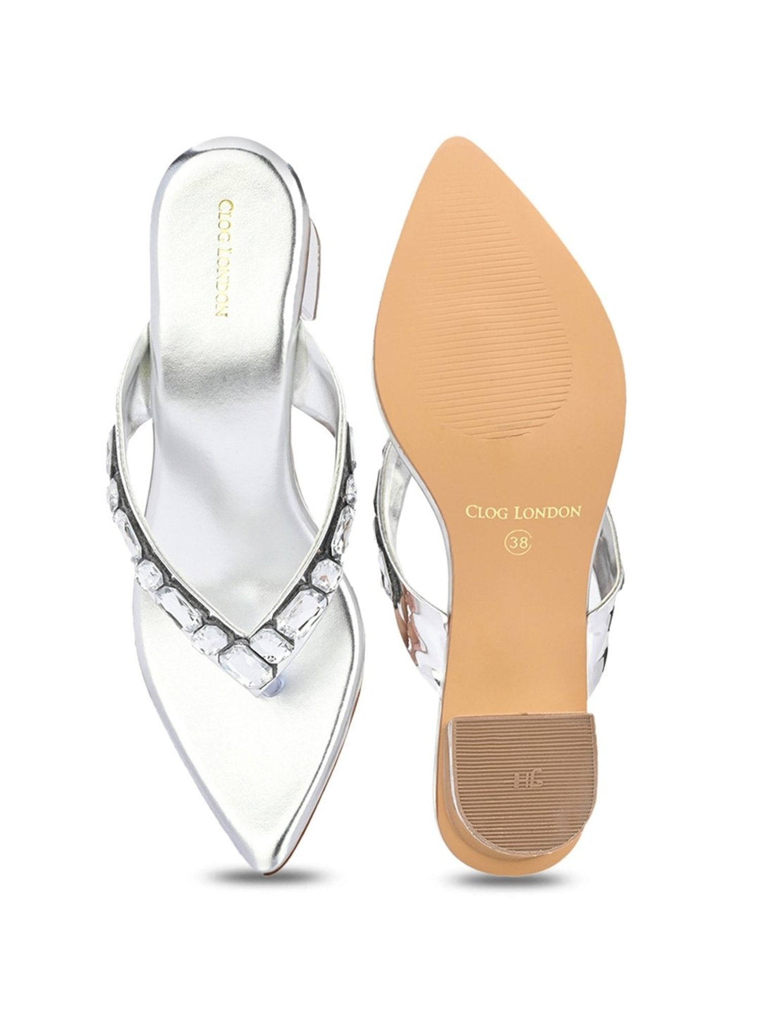 Clog London Women's Silver Thong Sandals