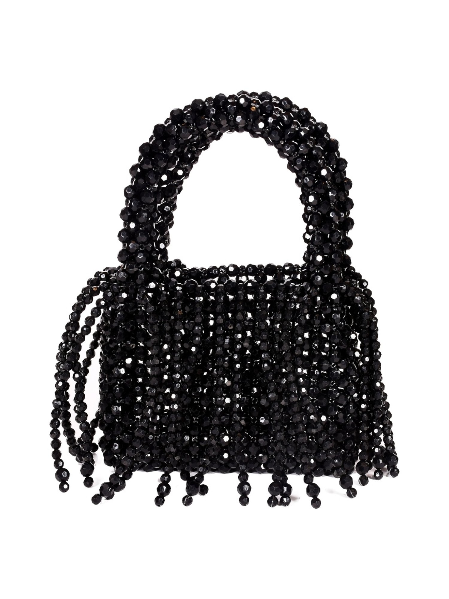 SASSORA RIM Black Leather Embellished small Handbag