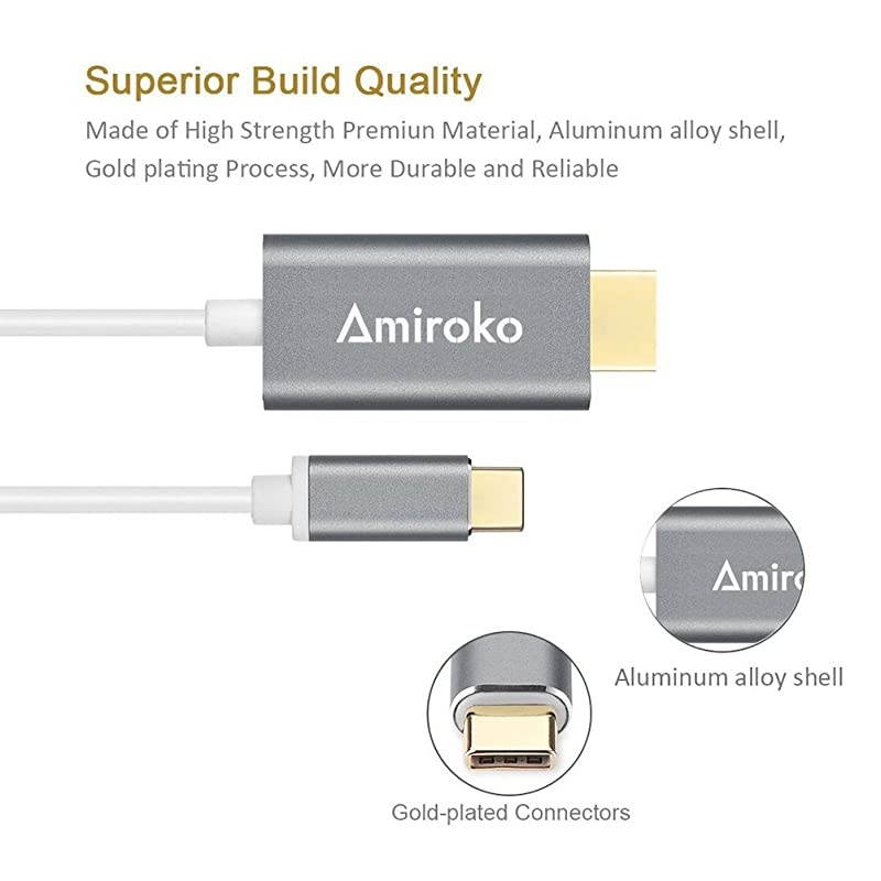USB C to HDMI Cable  USB 31 Type C Thunderbolt 3 Compatible to HDMI 4K Cable Adapter for MacBook Pro Dell XPS 1315 Galaxy S8S8+Note 8 etc to HDTV Monitor Projector 6FT Gray