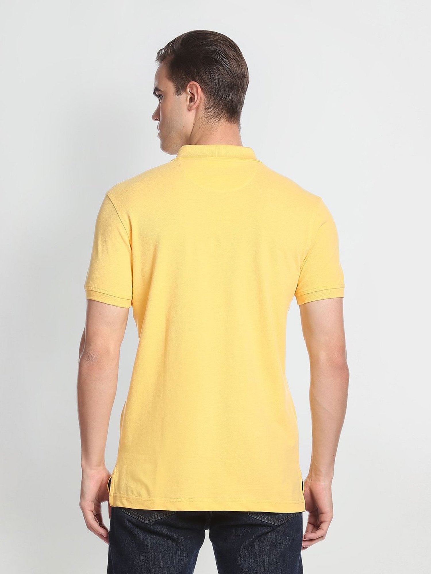 Arrow Sport Yellow Regular Fit Cotton Polo T-Shirt