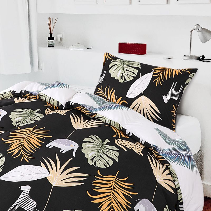 2 Pcs Twin Polyester Rain Forest Duvet Cover Bedding Sets Multicolor  - PiccoCasa