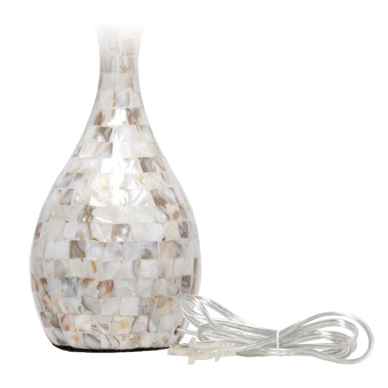 Malibu Curved Mosaic Seashell Table Lamp with Accents White - Lalia Home