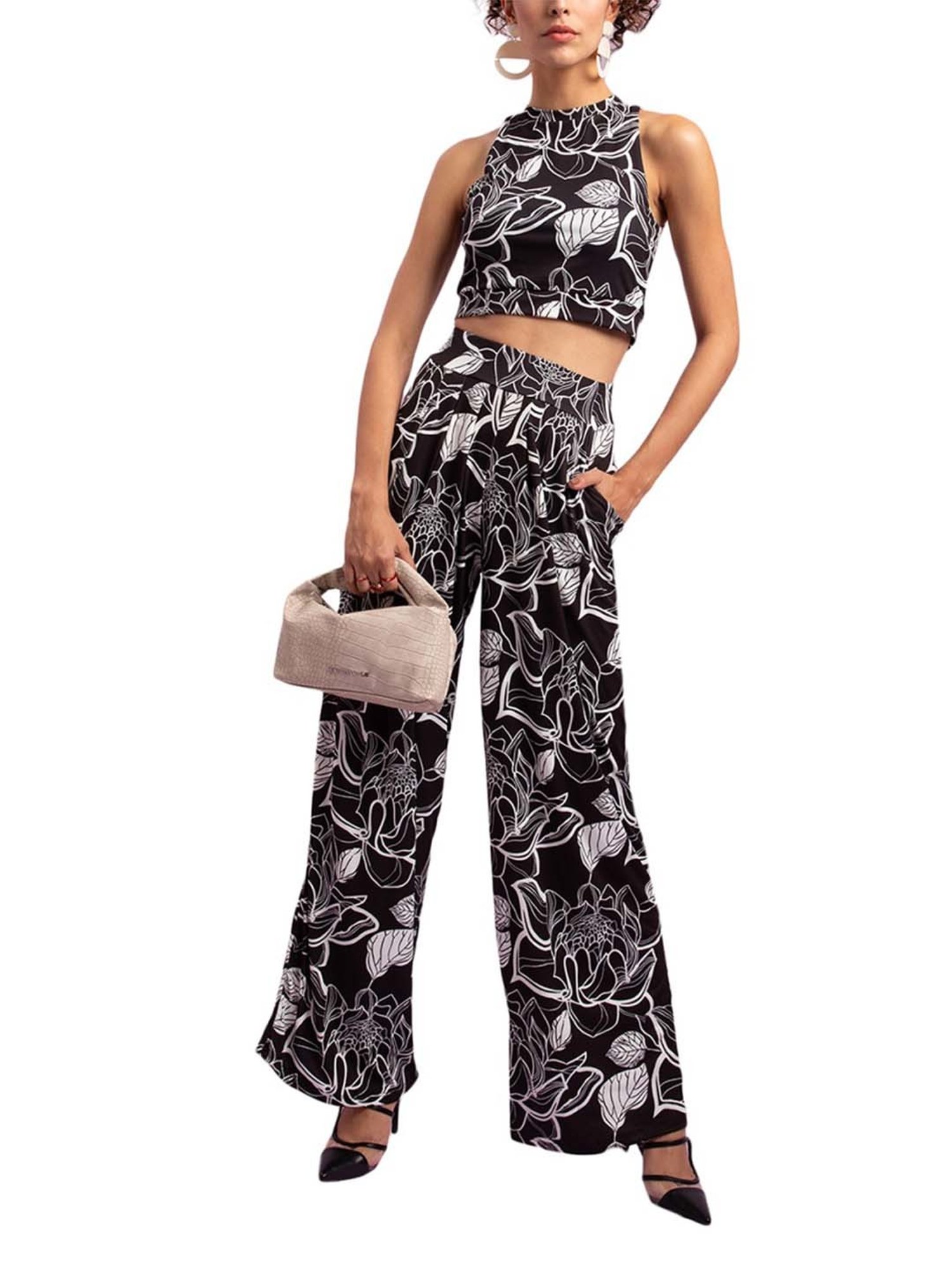 KENDALL + KYLIE Black Printed Parallel Pants