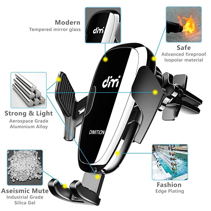Wireless Car Charger 10W Qi Fast Charging Air Vent Car Phone Mount Automatic Clamping Cell Phone Holder Compatible with iPhone Xs MaxXRXSX8 Plus Samsung Galaxy S10S10 PlusS9S8S7Note 9 10