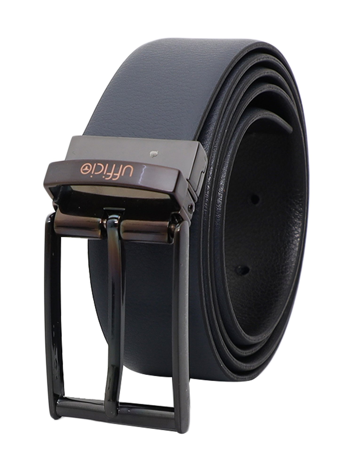 BULCHEE Blue & Black Leather Reversible Formal Belt for Men