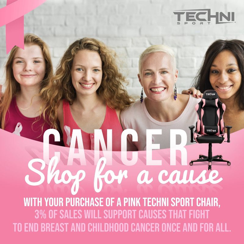 Ergonomic High Back Racer Style PC Gaming Chair Pink - Techni Sport