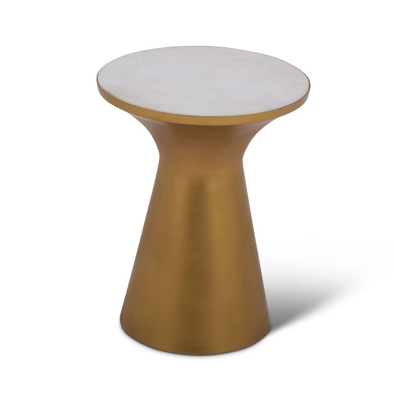 Jaipur Round End Table Brass/Gold and Marble - Steve Silver