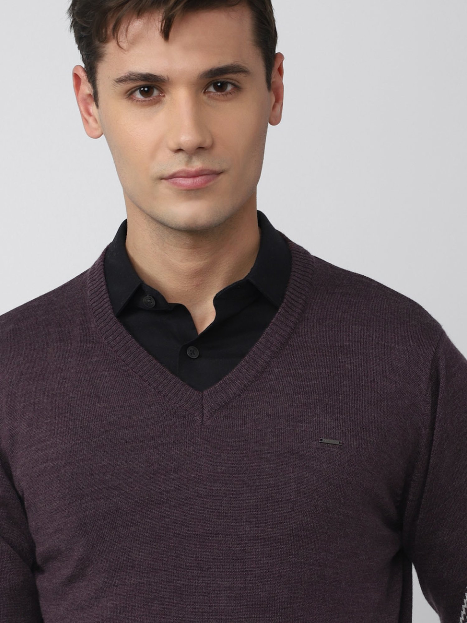 Van Heusen Purple Regular Fit Printed Sweater