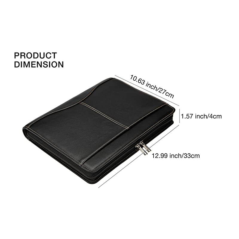 Portfolio with Tablet Case for 10.5-inch iPad Pro/Air, Business Cow Leather Padfolio Organizer with Letter Size/A4 Clipboard & Notepad Holder, Valentine's Day Gift