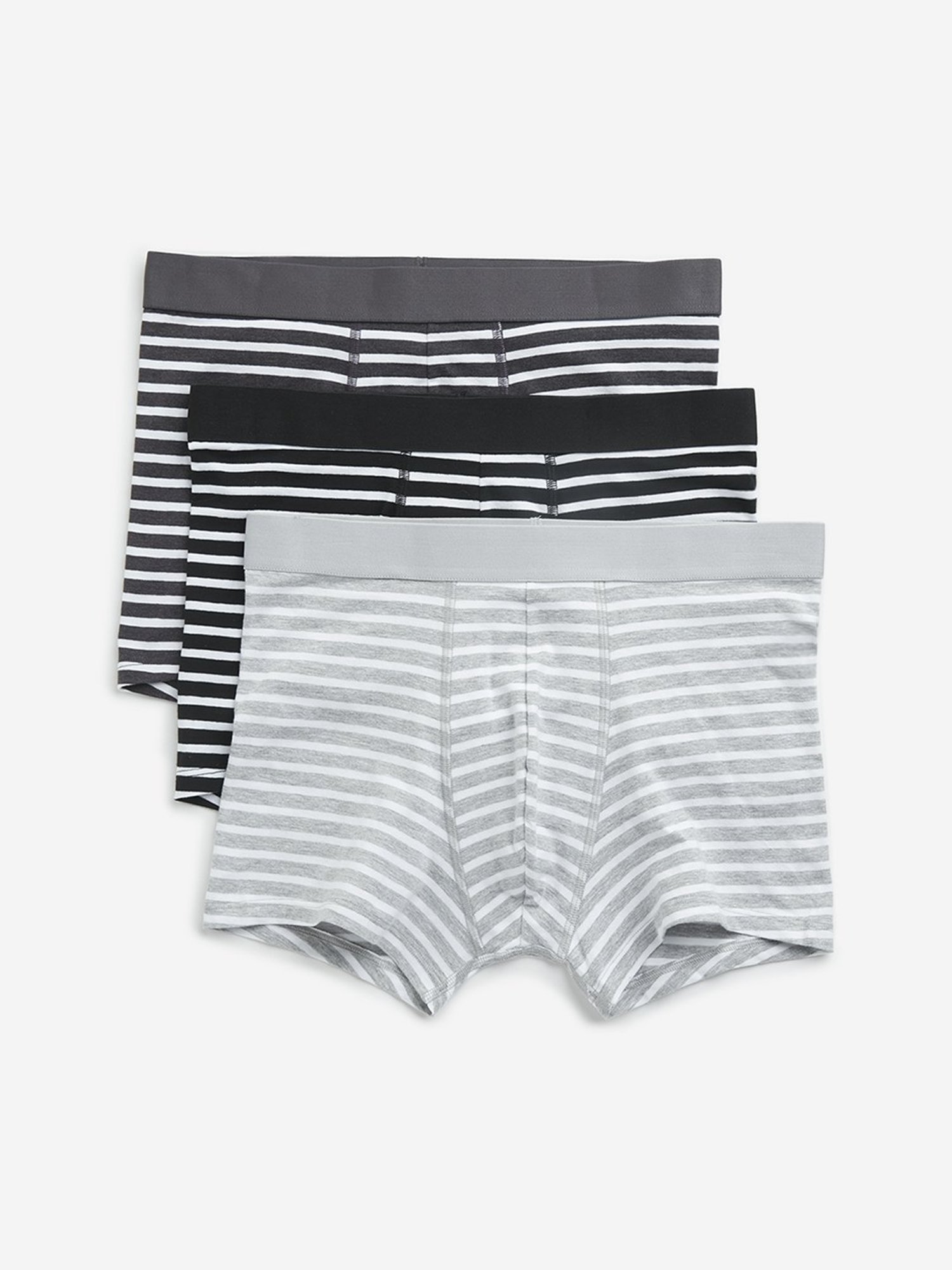 WES Lounge by Westside Light Grey Cotton Blend Trunks - Pack of 3