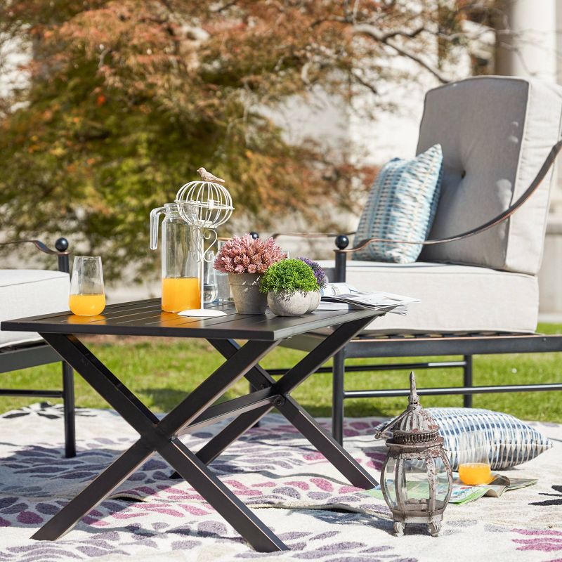 2pc Steel Outdoor Patio Accent Chairs Cream - Lokatse