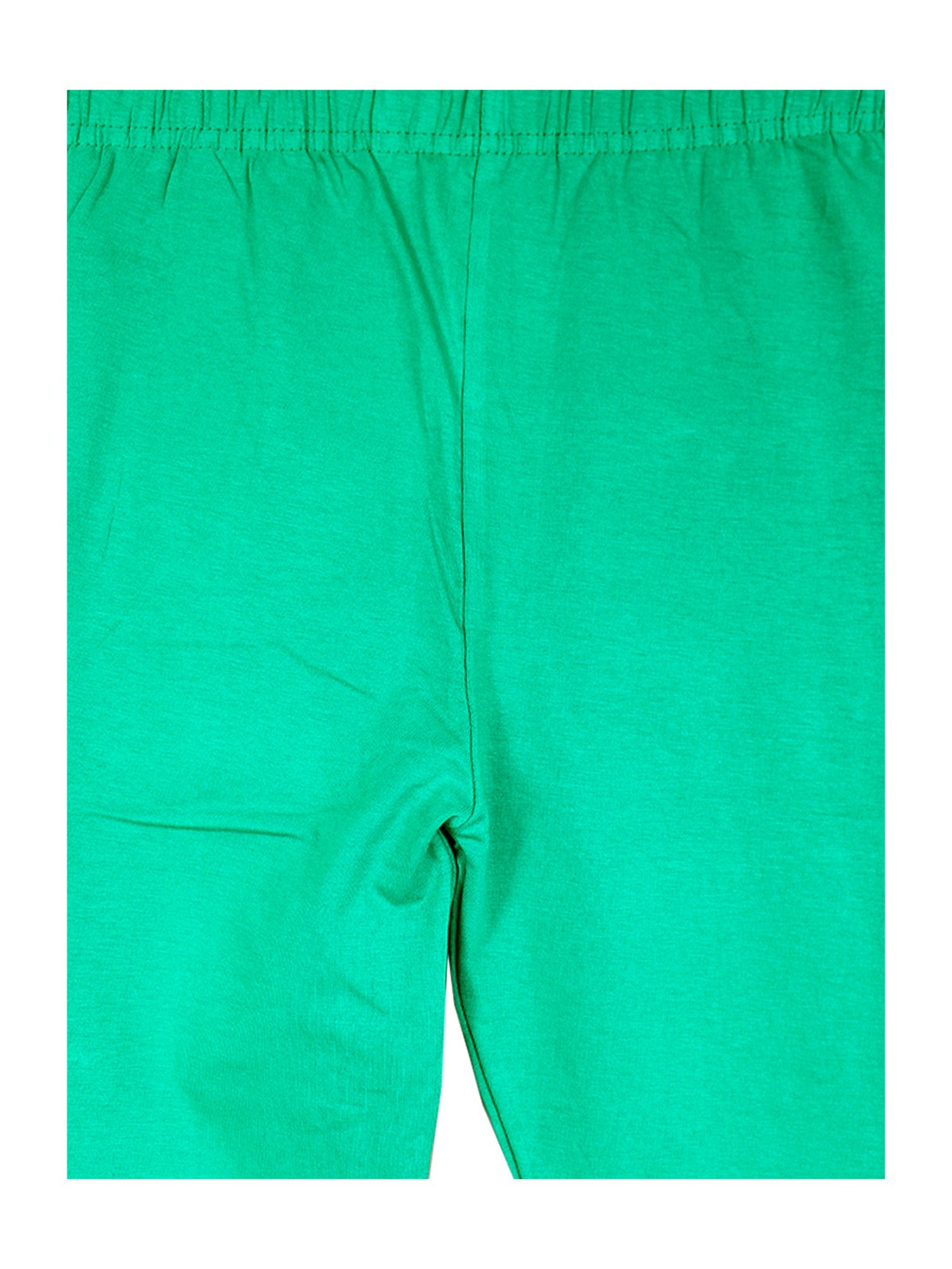 Kiddopanti Girls Green Solid Leggings