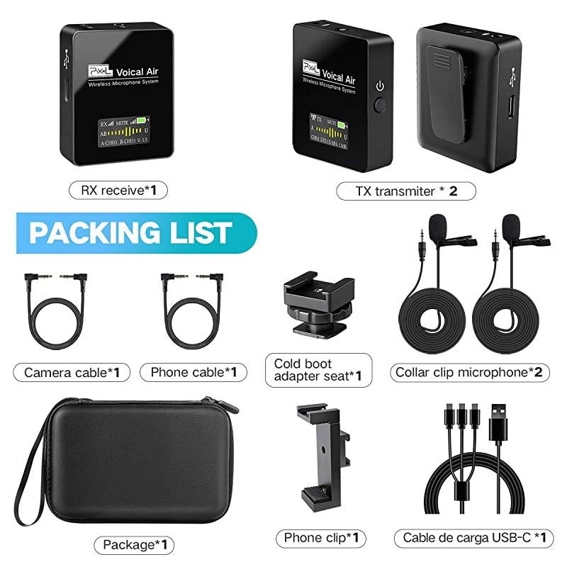 UHF Wireless Lavalier Microphone System with 1 Receiver 2 Transmitters and 2 Lapel Microphones Compatible with CameraSmartphonesDSLRand Video CamerasMobile Devices YouTube Facebook Live