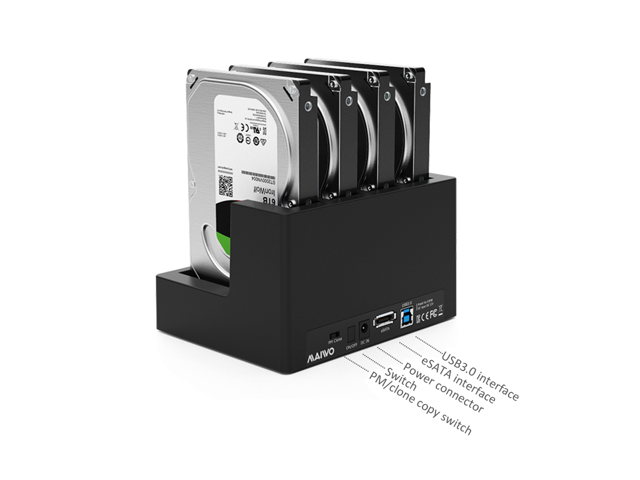 MAIWO K3094A Hard Disk Base 3.5/2.5 Inch Usb3.0 External Serial Port Mechanical/Solid State Hard Disk Box Hard Disk Duplicator