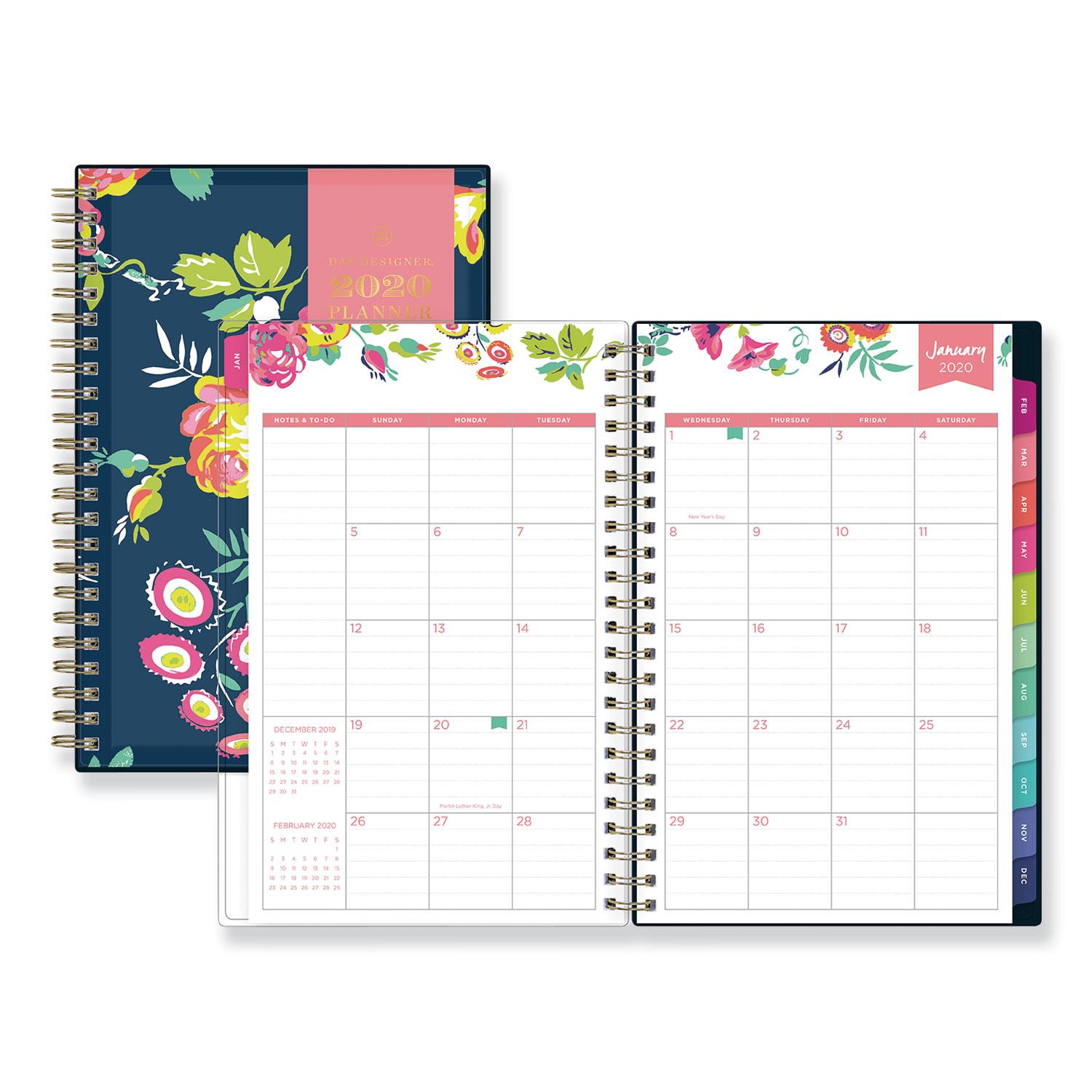 Day Designer CYO Weekly/Monthly Planner, 8 x 5, Navy/Floral, 2021 103620