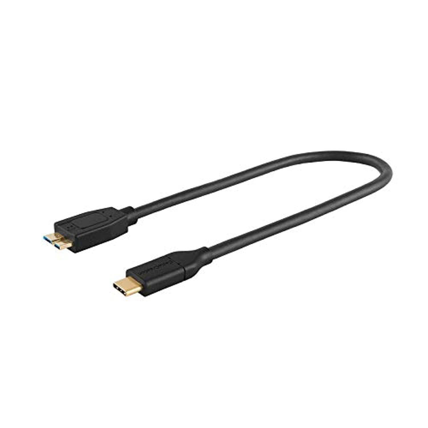 USB C to USB 3.1 GEN2 Micro-B (10G), CableCreation 1ft Micro USB 3.1 Type C Cable for Apple Macbook (Pro), Chromebook Pixel, HDD External Hard Driver & More, 0.3M /Black