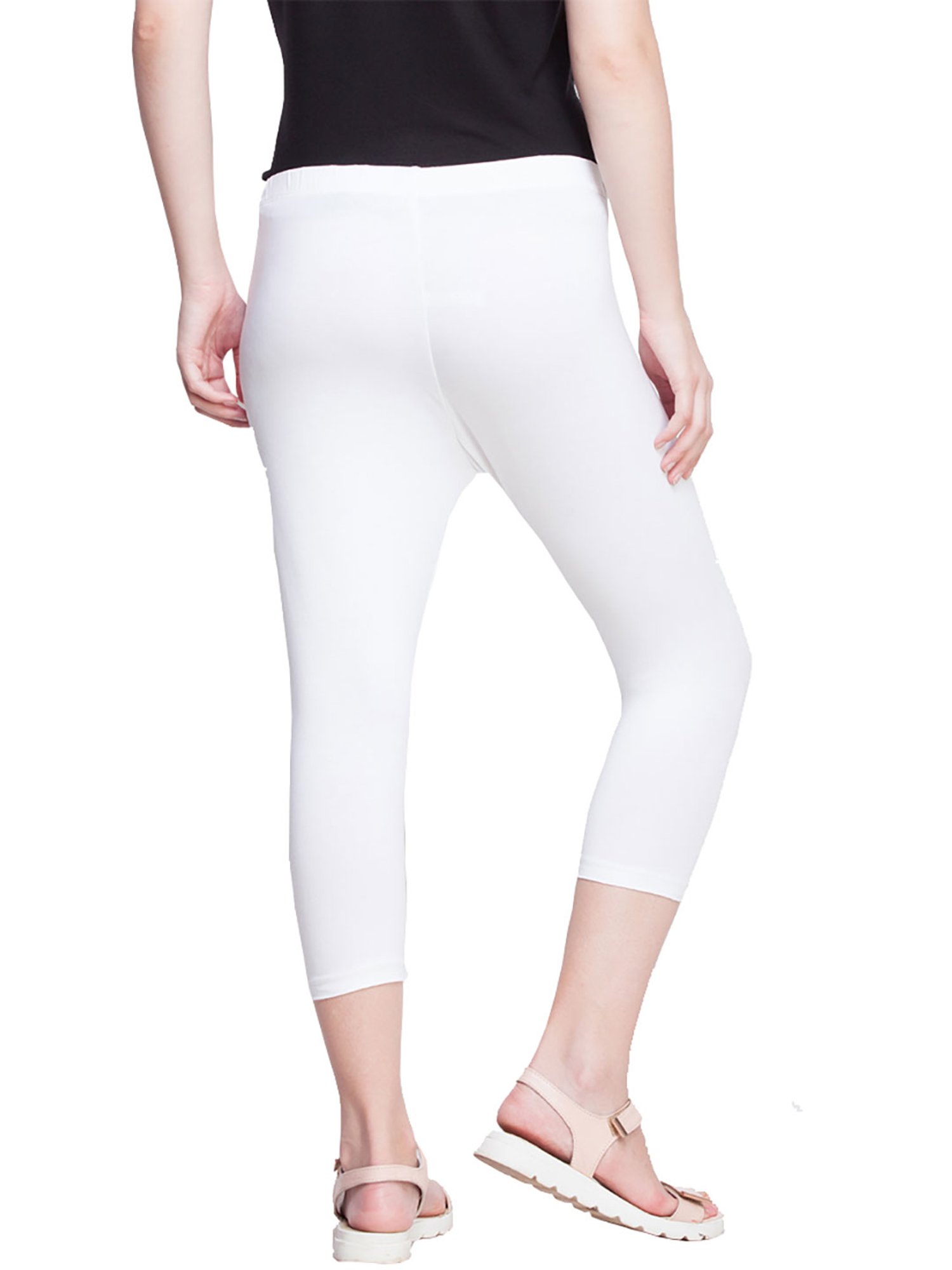 Dollar Missy White & Rani Pink Cotton Capris (Pack  of 2)