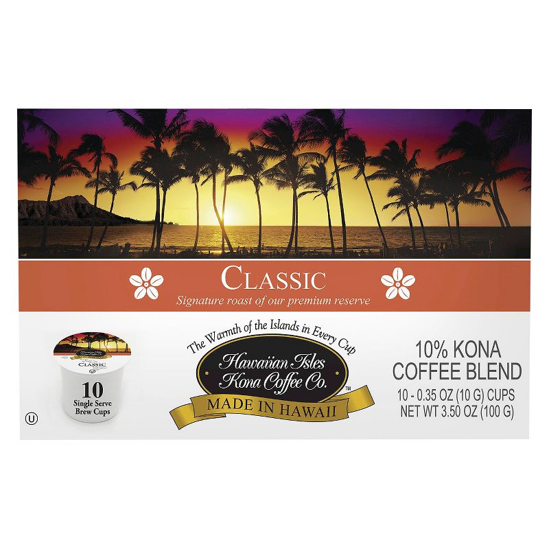 Hawaiian Isles Classic Medium Roast Coffee - Single Serve Pods - 10ct