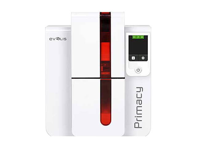 Evolis - PM1H0000LD - Evolis, Primacy Dual Sided Printer With Lcd Screen, Red Trim