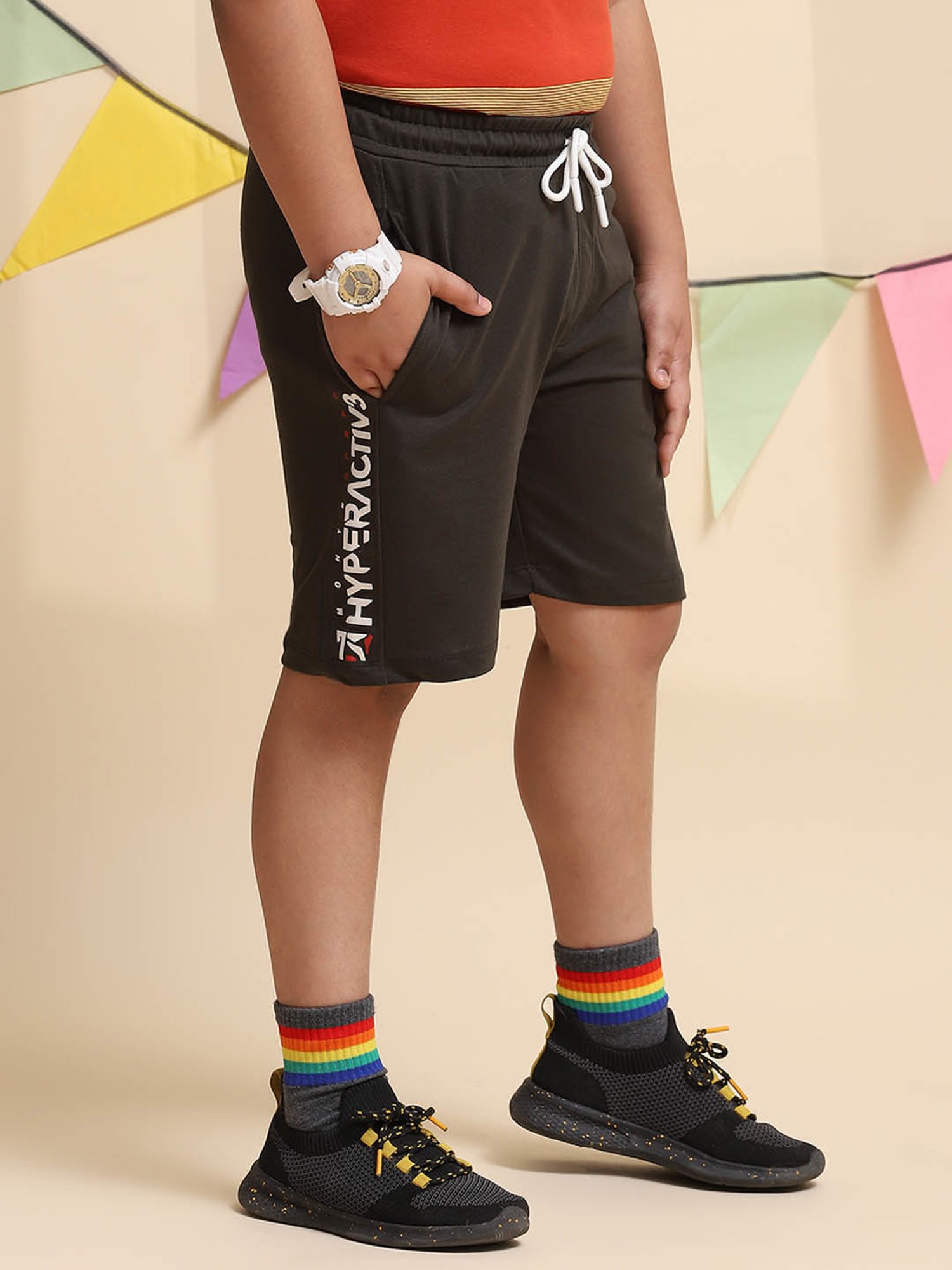 Gini & Jony Kids Brown Solid Bermudas