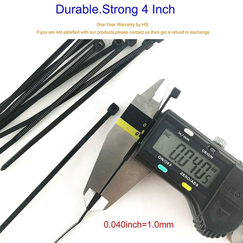 Durable Plastic Zip Ties 4 Inch Bulk1000 Pack Small Zip Ties Thin 18 Lbs SelfLocking Nylon Ties for Electronics Organizer Wire Zip Ties Black