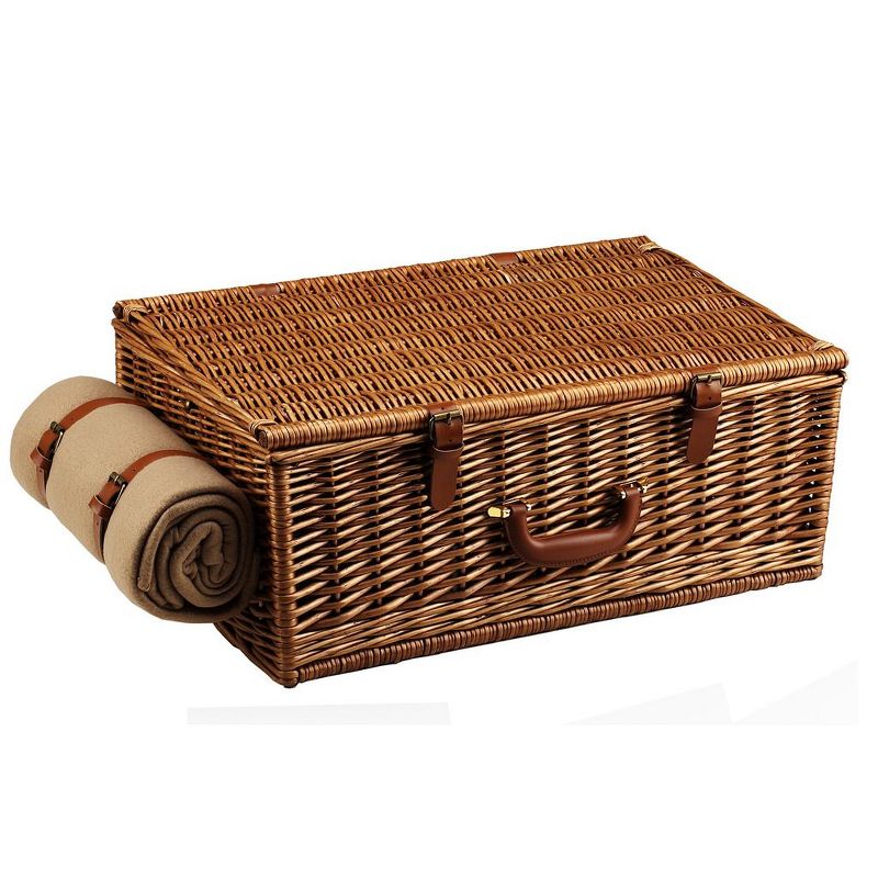 Picnic at Ascot Insulated Picnic Basket/Cooler Fully Equipped with Service for 2 - Trellis Green