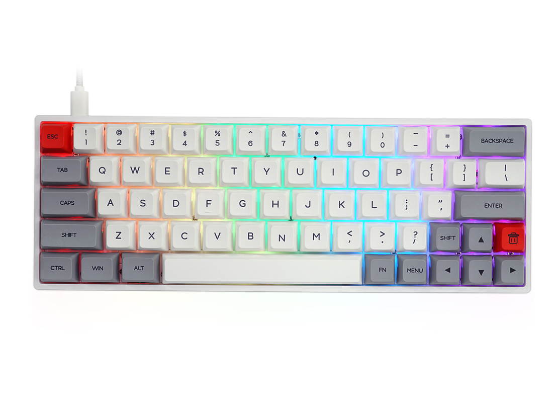 SK64 64 Keys Wired Mechanical Keyboard Gaming Keyboard with RGB Backlit, PBT Keycaps, Arrow Keys, IP6X Dustproof Waterproof Hot Swappable for Win/Mac/Gaming(Mechanical Optical Axis:Brown/Red )