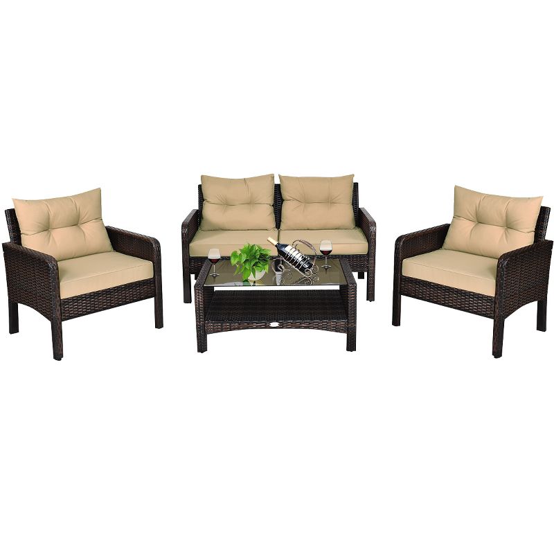 7pc Studio Shine Collection Patio Conversation Set with Sofa, 4 Armchairs & 2 Tables - W Unlimited