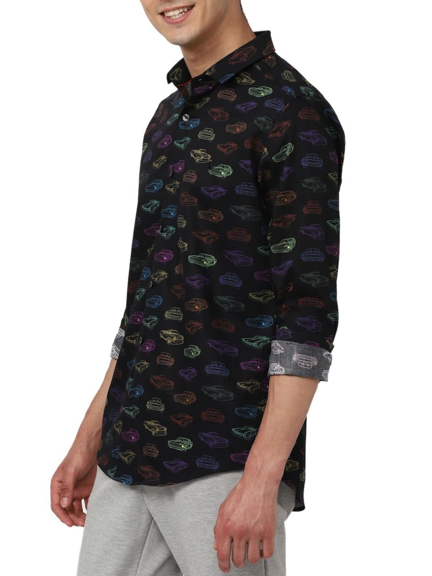 Simon Carter London Black Printed Slim Fit Shirt