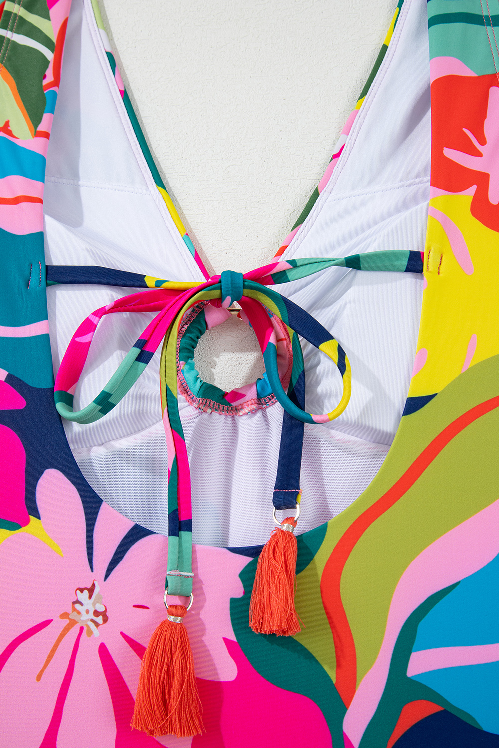 Black Plant Print Zip Front Half Sleeve One Piece Swimsuit