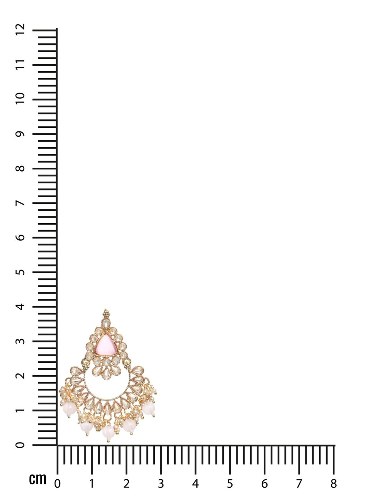 Aatmana White Kundan Studded & Pink Stone, Gold-Plated Chand Bali Earrings for Women