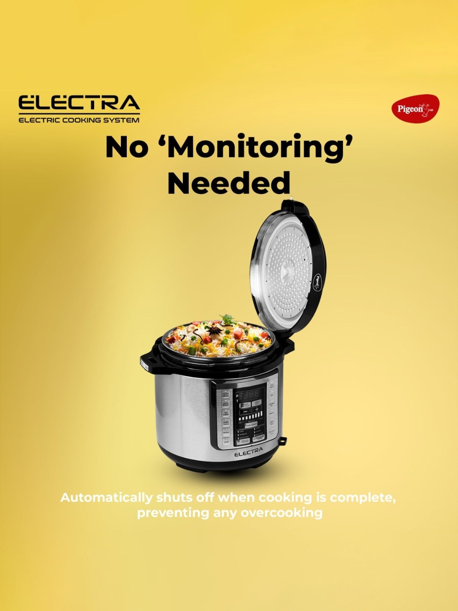 Pigeon Air Fryer 1200W, 6L with Touch Control & 8 Pre-Set Menu (Black)