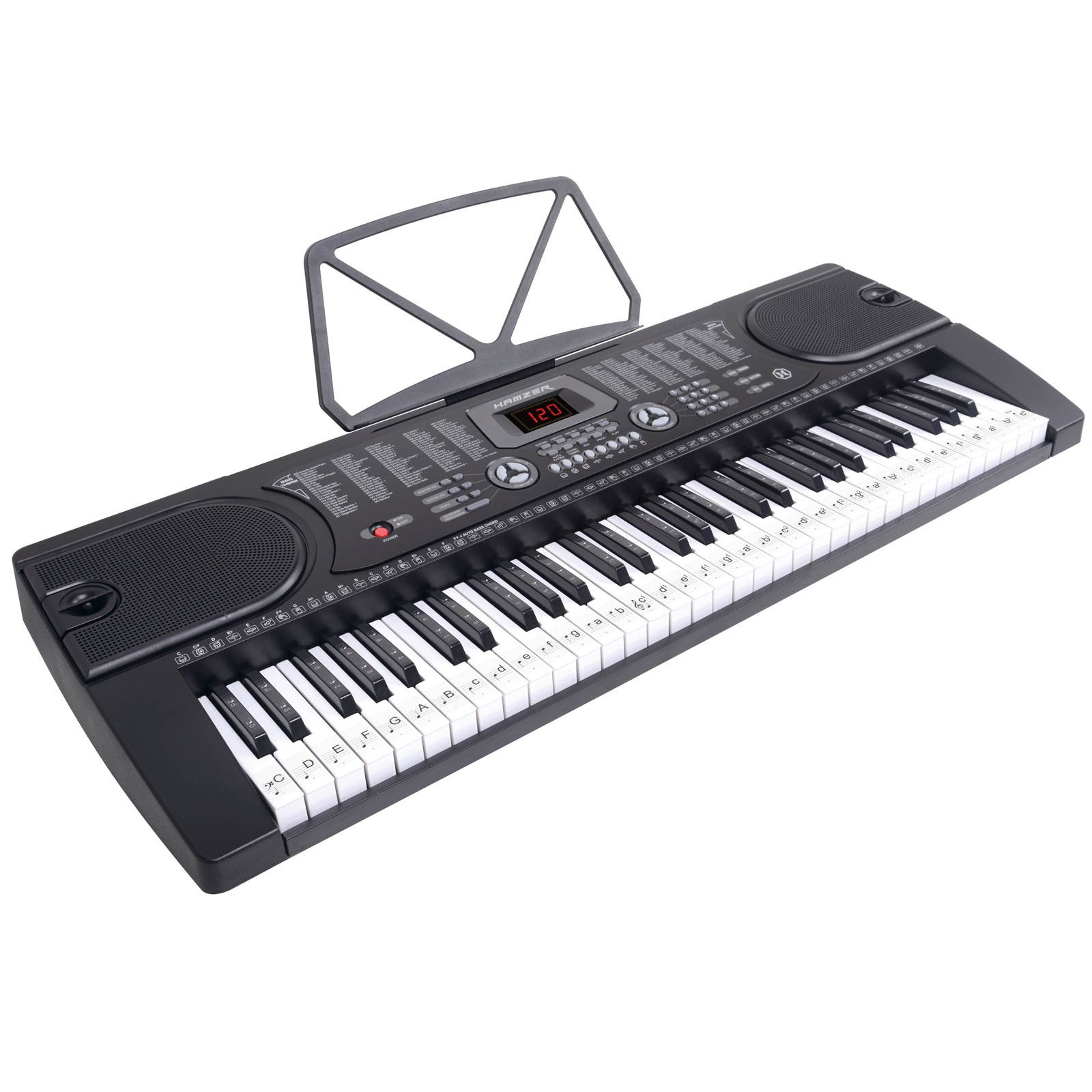 Hamzer 61-Key Portable Electronic Keyboard Piano with Stand, Stool, Headphones, Microphone & Sticker Sheet