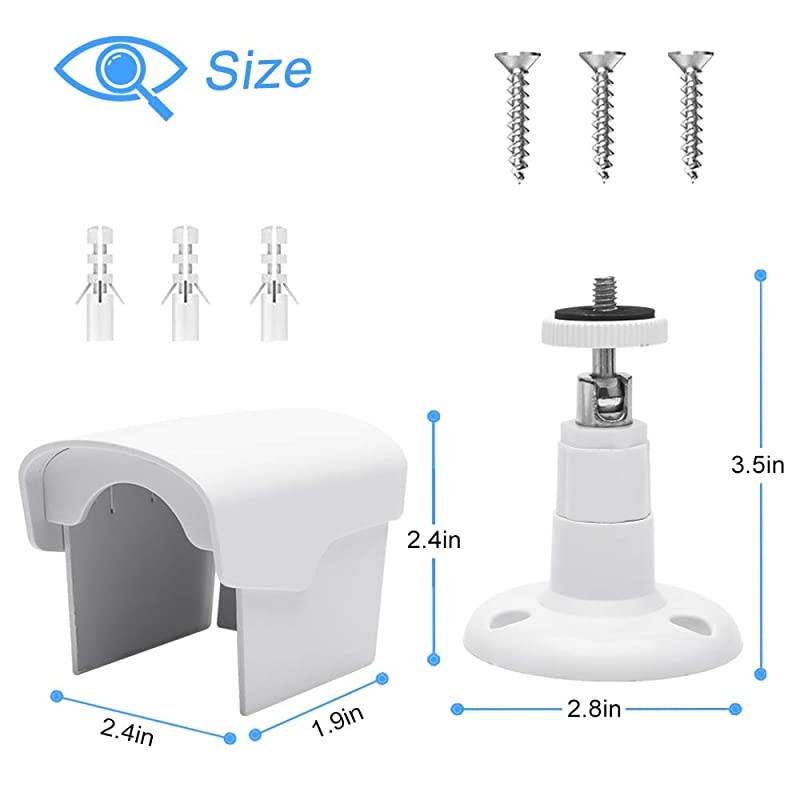 Cam Outdoor Mount Weatherproof Wall Mount for Cam 1080p HD Camera 360 Degree Protective Adjustable Housing Mounting BracketWhite 2 Pack