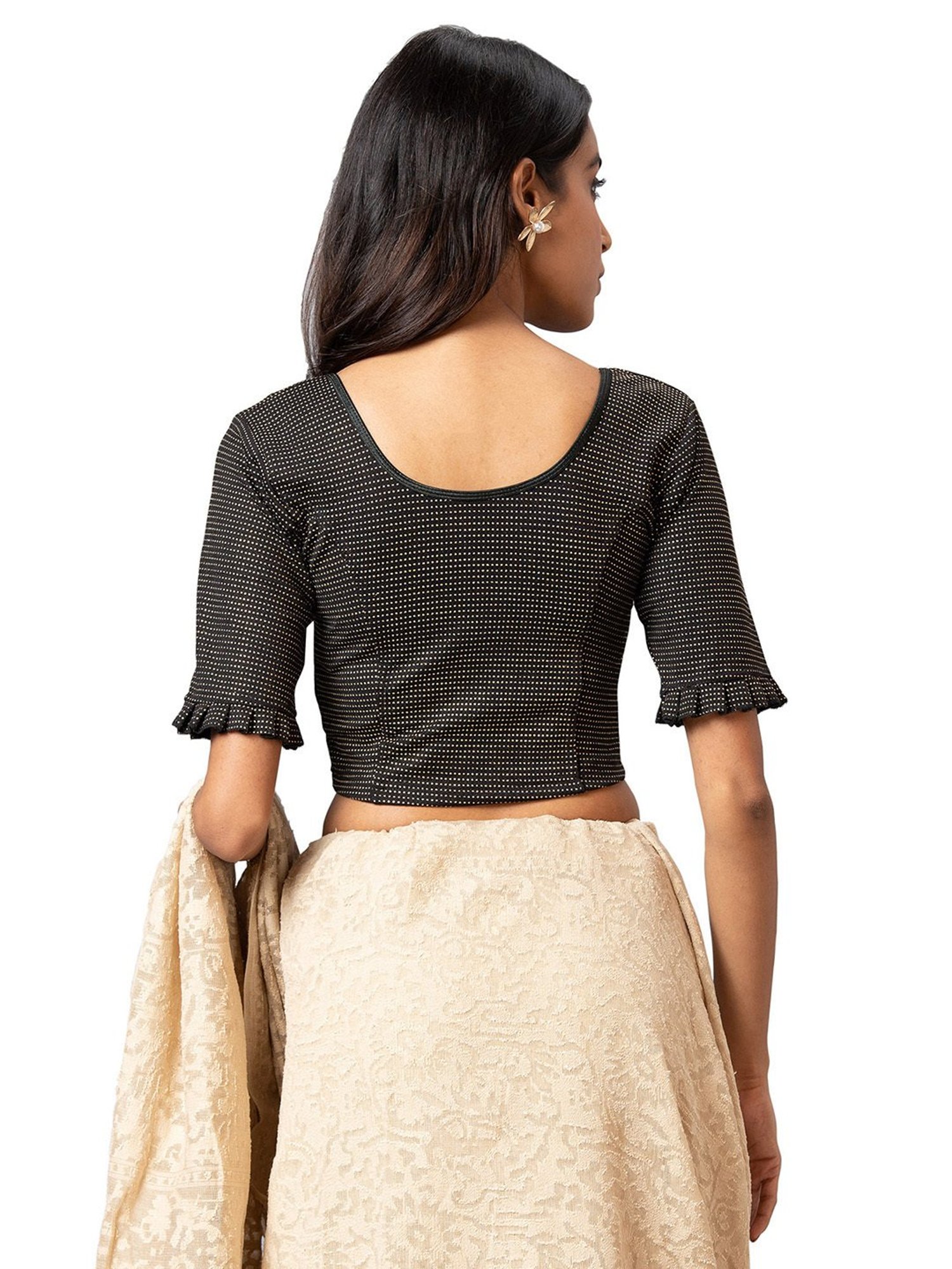 Salwar Studio Black Textured Readymade Blouse