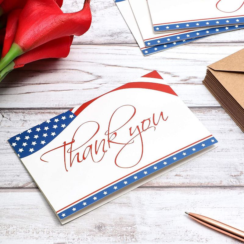 Pipilo Press 120 Count American Flag Thank You Cards with Envelopes Greeting Cards Bulk Boxed Set 4 x 6 in