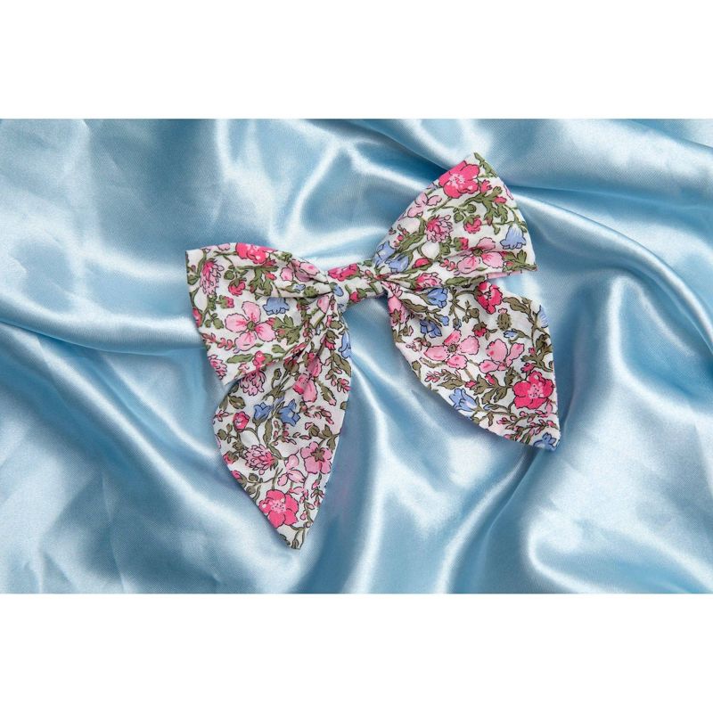 scunci Kids Bow Snap Clip - Pink Floral - 1pc
