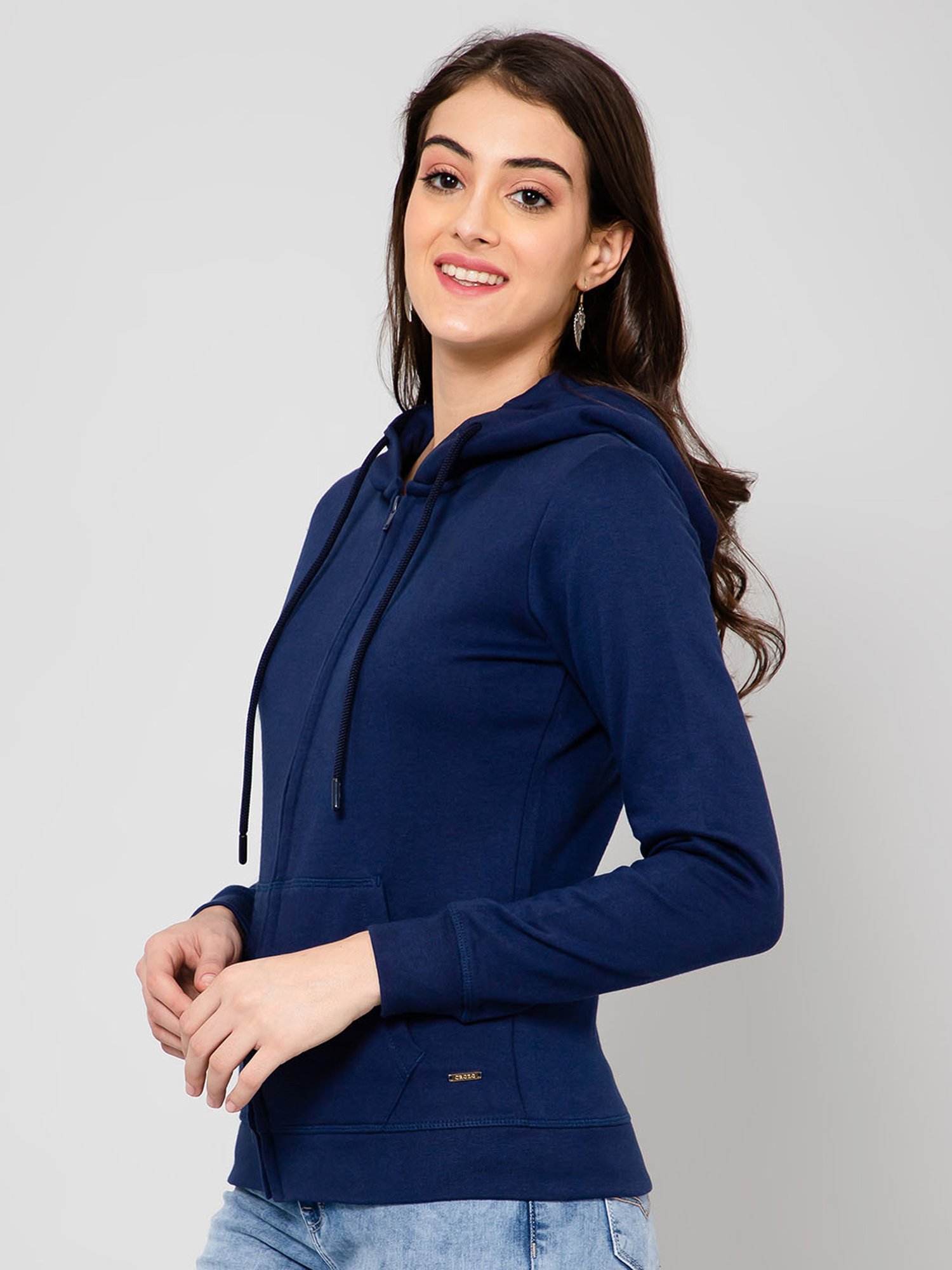 Crozo By Cantabil Navy Fleece Hoodie