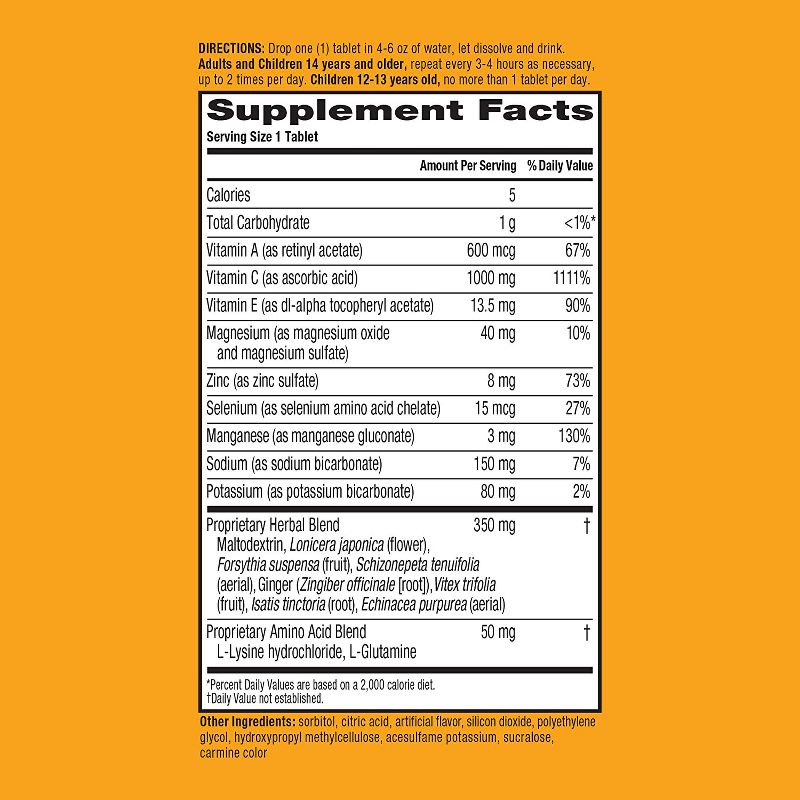 Airborne Very Berry Effervescent Tablets,1000mg of Vitamin C - Immune Support Supplement 20 ct