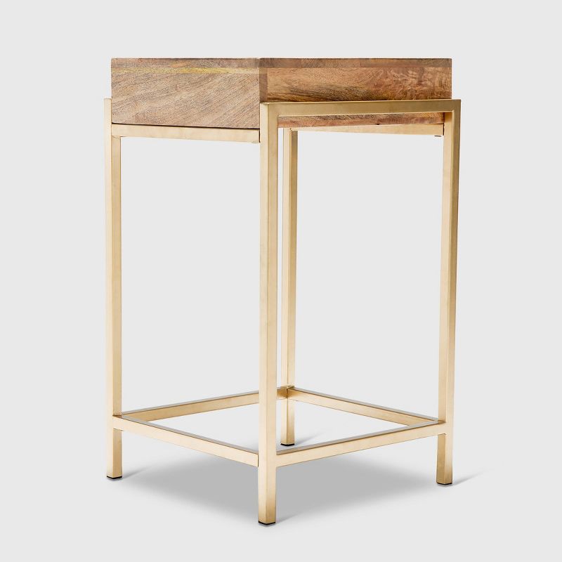 Sidney Modern Living Room Accent Table Beige/Gold - Adore Decor